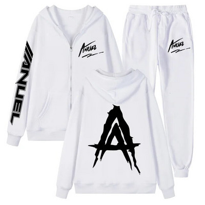 Tendință de toamnă noua jachetă cu fermoar imprimată Anuel AA + pantaloni casual Real Hasta La Muerte set sport unisex de înaltă calitate