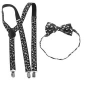 1 set pentru bărbați cu bretele cu papion, costum pentru bretele, nota muzicală, accesoriu pentru costum