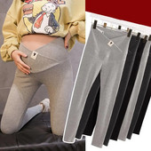 Kismama egyszínű leggings, keresztben alacsony derékú, vékony nadrág Ruhák terhes nőknek Őszi terhességi nadrágok