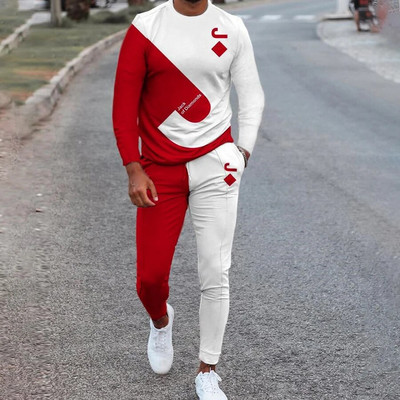 Meeste dressikomplektide komplekt Must valge lõvi 3D prindiga pikkade varrukatega T-särk + püksid Jogging vabaaja kaheosaline meeste ülisuur spordiülikond