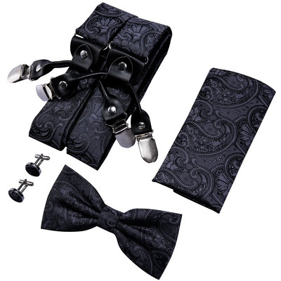 Πράσινο Μπλε Αντρικό Σετ Ζαρτιέρες Μεταξωτό Παπιγιόν 6 Κλιπ Ζώνη Μέσης Βραχίονες Vintage Ανδρικές Ελαστικές Γαμήλια Πάρτι Barry.Wang