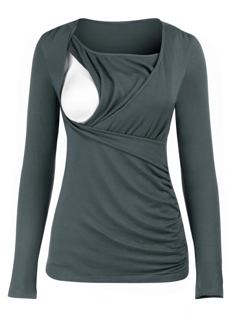 Nauji nėščių moterų marškinėliai Nėščiosioms Palaidinė Žindymo Laisvalaikio viršūnės ilgomis rankovėmis Dryžuota Nėštumo žindymo žindymo marškinėliai