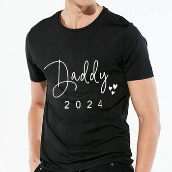 2024 New Cute Dad +Mom+ Baby Printed T-Shirt Couple για εγκυμοσύνη Ανακοίνωση Πουκάμισο Couple Pregnant Tshirt Ρούχα