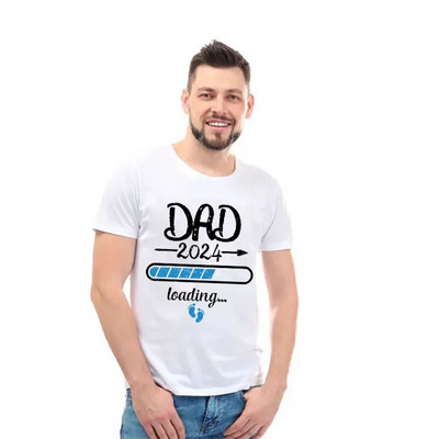 2024 m. Nauji mielas tėtis + mama + kūdikis marginti poros marškinėliai nėščiosioms, pranešimo apie nėštumą marškinėliai, pora nėščių marškinėlių drabužiai