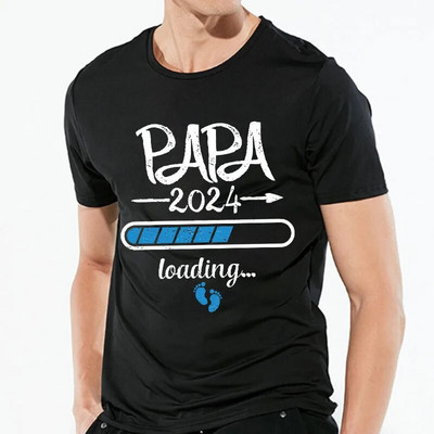 2024 m. Nauji mielas tėtis + mama + kūdikis marginti poros marškinėliai nėščiosioms, pranešimo apie nėštumą marškinėliai, pora nėščių marškinėlių drabužiai