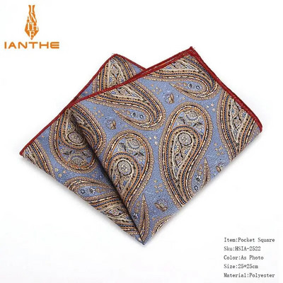 Batiste de mătase de marcă Paisley, țesute, model pentru bărbați, pentru afaceri, casual, pentru bărbați, buzunare pătrate, batistă, pentru nuntă, prosop