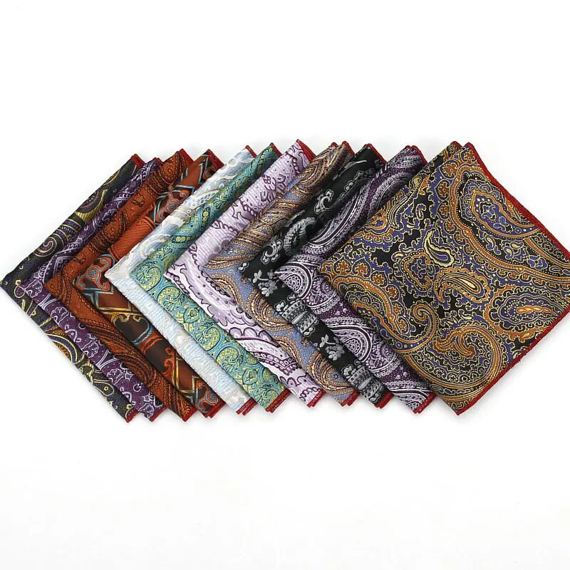 Batiste de mătase de marcă Paisley, țesute, model pentru bărbați, pentru afaceri, casual, pentru bărbați, buzunare pătrate, batistă, pentru nuntă, prosop