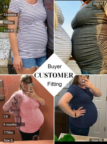 LIU &QU Дрехи за бременни Горнище за бременни с V-образно деколте Тениски за бременни Дамско облекло Тениска за бременни Ropa Mujer S-XL