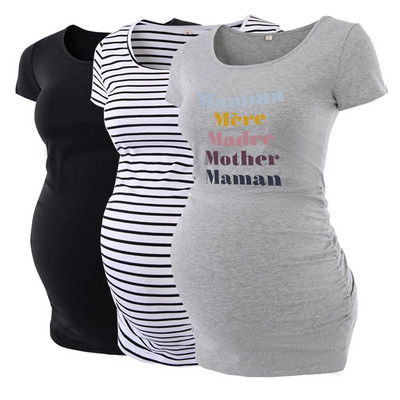 LIU &QU Haine de maternitate Tricou pentru gravidă Top cu decolteu în V Tricouri de maternitate cu volanat Îmbrăcăminte pentru femei Tricou pentru sarcină Ropa Mujer S-XL