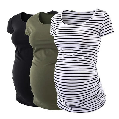 LIU &QU Haine de maternitate Tricou pentru gravidă Top cu decolteu în V Tricouri de maternitate cu volanat Îmbrăcăminte pentru femei Tricou pentru sarcină Ropa Mujer S-XL