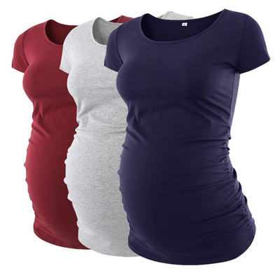 LIU &QU Haine de maternitate Tricou pentru gravidă Top cu decolteu în V Tricouri de maternitate cu volanat Îmbrăcăminte pentru femei Tricou pentru sarcină Ropa Mujer S-XL