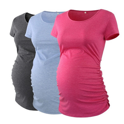 LIU &QU Haine de maternitate Tricou pentru gravidă Top cu decolteu în V Tricouri de maternitate cu volanat Îmbrăcăminte pentru femei Tricou pentru sarcină Ropa Mujer S-XL