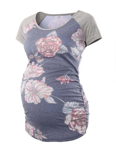 LIU &QU Haine de maternitate Tricou pentru gravidă Top cu decolteu în V Tricouri de maternitate cu volanat Îmbrăcăminte pentru femei Tricou pentru sarcină Ropa Mujer S-XL