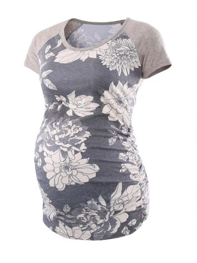 LIU &QU Haine de maternitate Tricou pentru gravidă Top cu decolteu în V Tricouri de maternitate cu volanat Îmbrăcăminte pentru femei Tricou pentru sarcină Ropa Mujer S-XL