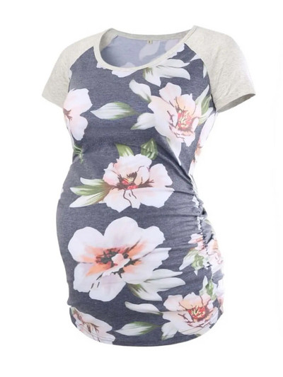 LIU &QU Haine de maternitate Tricou pentru gravidă Top cu decolteu în V Tricouri de maternitate cu volanat Îmbrăcăminte pentru femei Tricou pentru sarcină Ropa Mujer S-XL