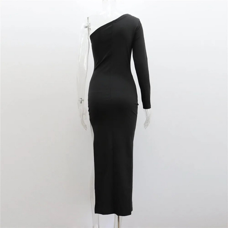 Rochii elastice pentru sedinta foto de maternitate Rochii de seara neagra sexy cu un umar, tinuta fotografica pentru femei insarcinate cu maneca lunga eleganta