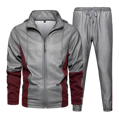 Pălărie de colecție pentru bărbați, jachetă, pantaloni sport, set de 2 piese, guler în picioare, costum cu mâneci lungi la modă, trening pentru bărbați, set de ținute pentru bărbați