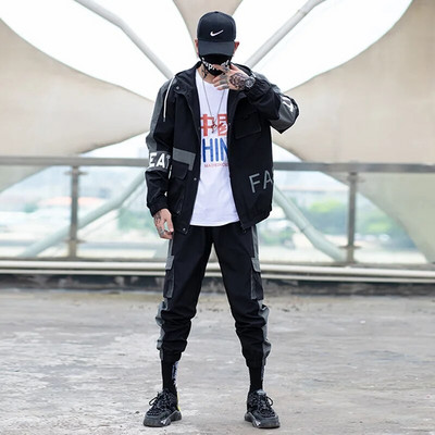 Set pantaloni de trening și hanorace costum sport coreean ocazional Set pantaloni de jogging pentru bărbați Jachetă cu glugă pentru bărbați + pantaloni de trening Set 2 piese