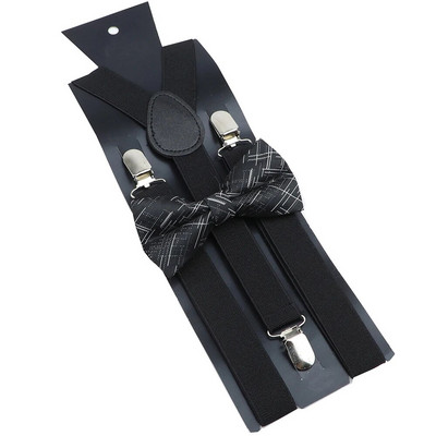 Bretele noi Set papion Bretele elastice din piele Bărbați Femei Negru Roșu Bretele reglabile pentru costum de nuntă Accesorii pentru fustă Cadou