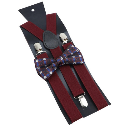 Bretele noi Set papion Bretele elastice din piele Bărbați Femei Negru Roșu Bretele reglabile pentru costum de nuntă Accesorii pentru fustă Cadou