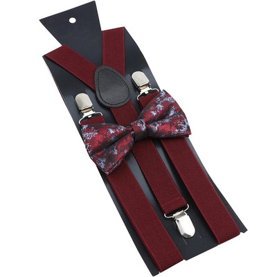 Bretele noi Set papion Bretele elastice din piele Bărbați Femei Negru Roșu Bretele reglabile pentru costum de nuntă Accesorii pentru fustă Cadou