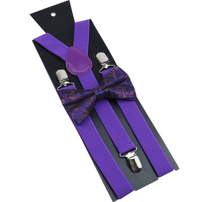 Bretele noi Set papion Bretele elastice din piele Bărbați Femei Negru Roșu Bretele reglabile pentru costum de nuntă Accesorii pentru fustă Cadou