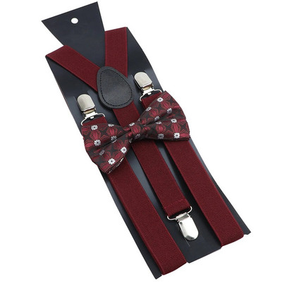 Bretele noi Set papion Bretele elastice din piele Bărbați Femei Negru Roșu Bretele reglabile pentru costum de nuntă Accesorii pentru fustă Cadou