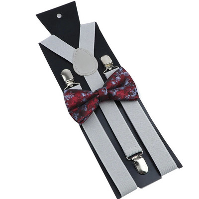 Bretele noi Set papion Bretele elastice din piele Bărbați Femei Negru Roșu Bretele reglabile pentru costum de nuntă Accesorii pentru fustă Cadou