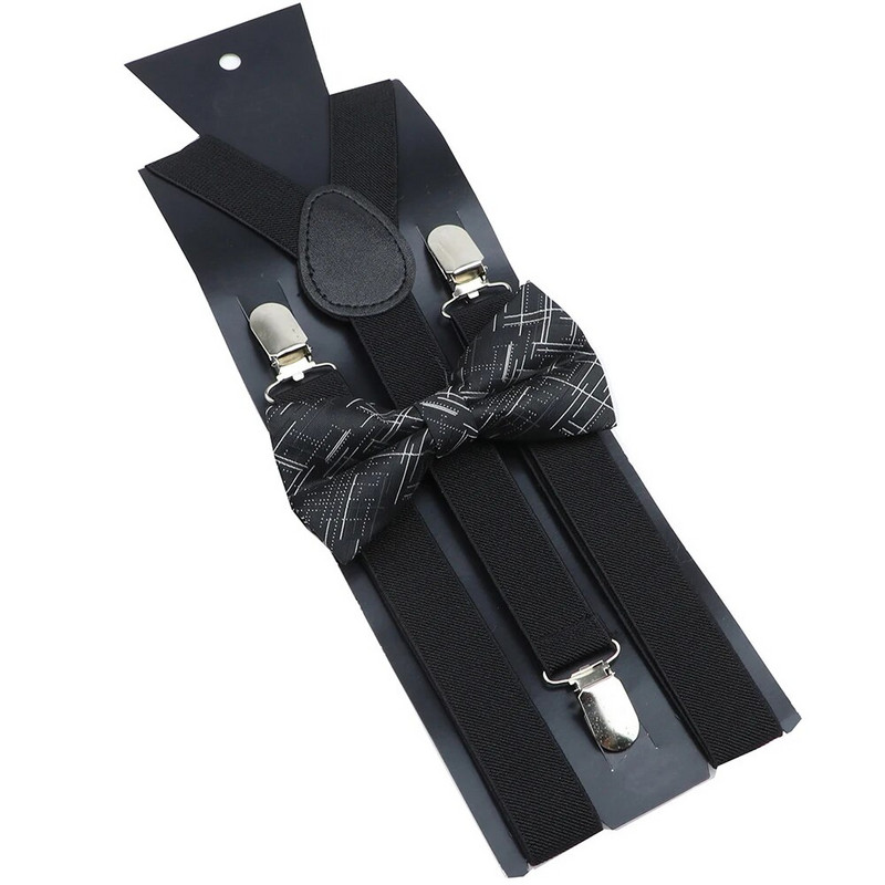 Bretele noi Set papion Bretele elastice din piele Bărbați Femei Negru Roșu Bretele reglabile pentru costum de nuntă Accesorii pentru fustă Cadou