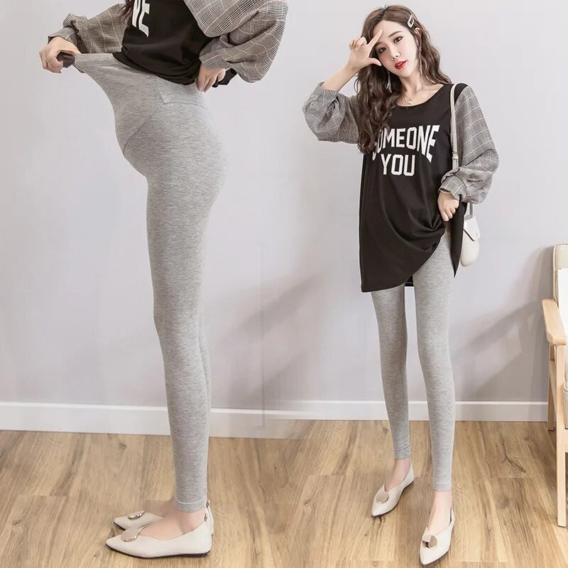 Aukštu juosmeniu nėščia moteris Reguliuojami antblauzdžiai Lieknos motinystės kelnaitės Nėštumo plonos minkštos pilvo palaikymo kelnės Kūno formavimo kelnės