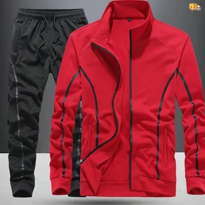 Set sport 2024 pentru bărbați, toamnă, cu fermoar, slăbit, îmbrăcăminte ocazională, pulover, set frumos, combinat cu îmbrăcăminte de toamnă la modă Versatil