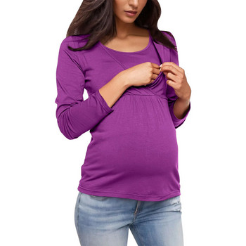 Нови ежедневни дамски дрехи за бременни и бременни, горнища за кърмачки, основна тениска за бременни, едноцветни дрехи за бременни