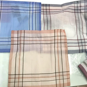 Τετράγωνα καρό ριγέ Μαντήλια Ανδρικά Κλασική Vintage Βαμβακερή πετσέτα τσέπης για Γαμήλιο πάρτι 37*37cm Random