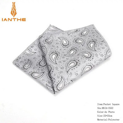 Batiste colorate din poliester țesute cu model Paisley Hanky pentru bărbați de afaceri ocazional buzunare pătrate batiste pentru nuntă