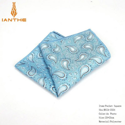 Batiste colorate din poliester țesute cu model Paisley Hanky pentru bărbați de afaceri ocazional buzunare pătrate batiste pentru nuntă