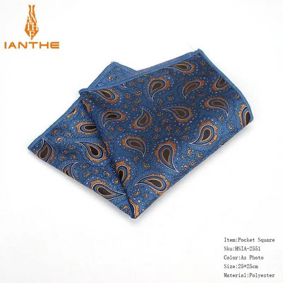Batiste colorate din poliester țesute cu model Paisley Hanky pentru bărbați de afaceri ocazional buzunare pătrate batiste pentru nuntă