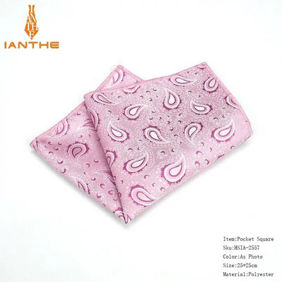 Batiste colorate din poliester țesute cu model Paisley Hanky pentru bărbați de afaceri ocazional buzunare pătrate batiste pentru nuntă