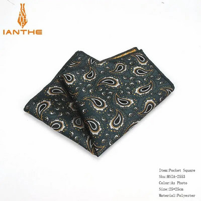 Batiste colorate din poliester țesute cu model Paisley Hanky pentru bărbați de afaceri ocazional buzunare pătrate batiste pentru nuntă