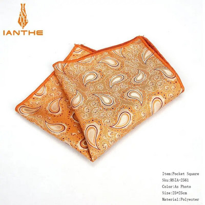 Batiste colorate din poliester țesute cu model Paisley Hanky pentru bărbați de afaceri ocazional buzunare pătrate batiste pentru nuntă