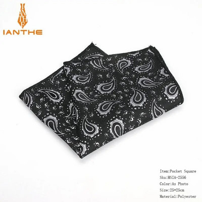 Batiste colorate din poliester țesute cu model Paisley Hanky pentru bărbați de afaceri ocazional buzunare pătrate batiste pentru nuntă