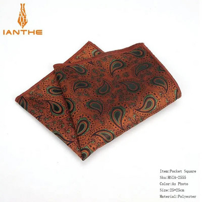 Batiste colorate din poliester țesute cu model Paisley Hanky pentru bărbați de afaceri ocazional buzunare pătrate batiste pentru nuntă