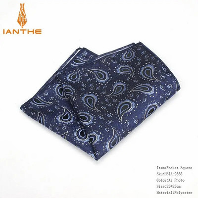 Batiste colorate din poliester țesute cu model Paisley Hanky pentru bărbați de afaceri ocazional buzunare pătrate batiste pentru nuntă