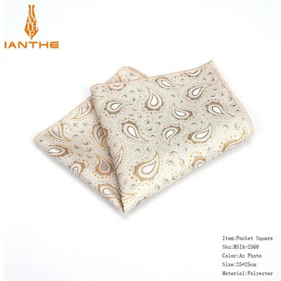 Batiste colorate din poliester țesute cu model Paisley Hanky pentru bărbați de afaceri ocazional buzunare pătrate batiste pentru nuntă