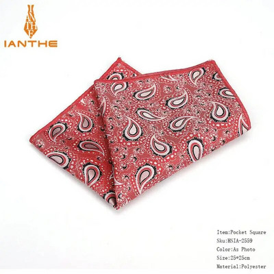 Batiste colorate din poliester țesute cu model Paisley Hanky pentru bărbați de afaceri ocazional buzunare pătrate batiste pentru nuntă