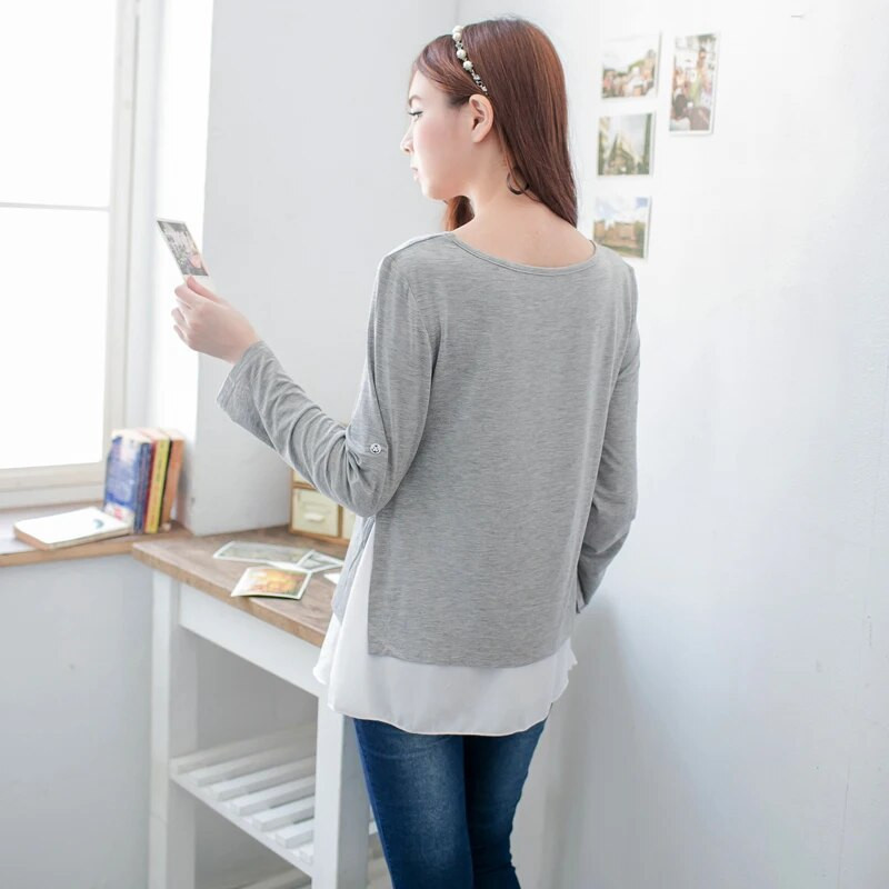 Emotion Moms Haine de maternitate Topuri de alăptare cu mâneci lungi Haine postpartum pentru femei însărcinate care alăptează Tricou