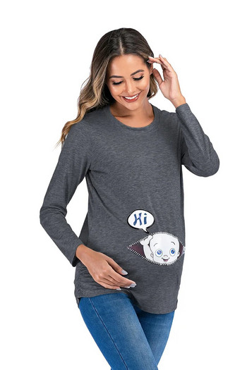 Έγκυες μπλούζες εγκυμοσύνης Γυναικείες μπλούζες εγκυμοσύνης στο πλάι με ρουτσέ μπλουζάκι αστείο μπλουζάκι εγκυμοσύνης Μακρυμάνικο μπλουζάκι εγκυμοσύνης Τοπ