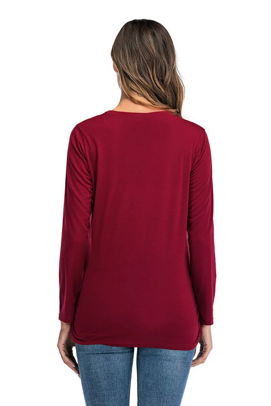 Nėščioms moterims skirti viršutiniai drabužiai nėščioms moterims, iškirpta tunika Juokingi marškinėliai nėščiosioms marškinėliai ilgomis rankovėmis Nėščiųjų drabužių viršus