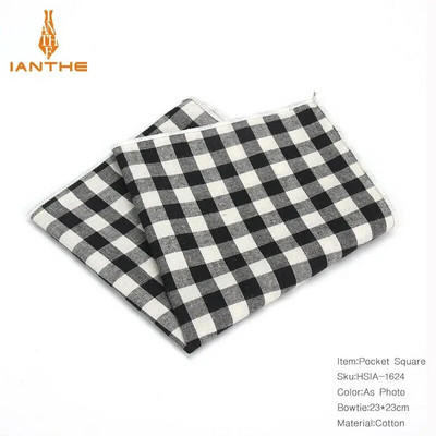Batiste pentru bărbați 100% bumbac nou-nouțe, țesute în carouri, pătrat de buzunar pentru bărbați, batiste pentru petrecere de nuntă, prosoape de epocă, hanky de modă