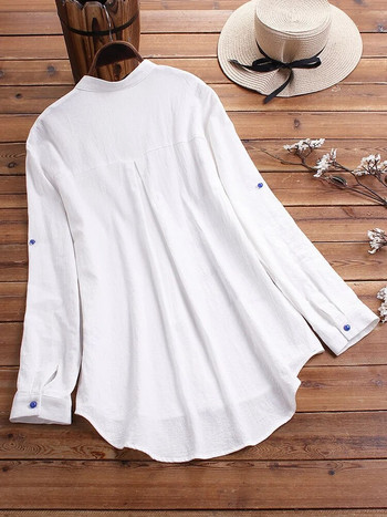 S-5XL Свободни ленени блузи за бременни с дълъг ръкав Ризи за кърмачки за бременни жени Дълги блузи Бременни дрехи