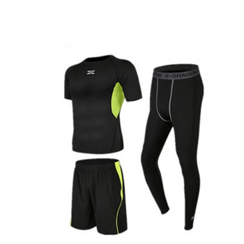 3 τεμ/σετ Ανδρικά αθλητικά ρούχα συμπίεσης Αθλητικές φόρμες για γρήγορο στέγνωμα Αθλητικά ενδύματα τρεξίματος Joggers Προπόνηση Γυμναστήριο Σετ φόρμες γυμναστικής